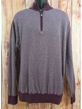 Robert Graham Mens XL Purple Wool Cotton Half-Zip Sweater Classic Fit